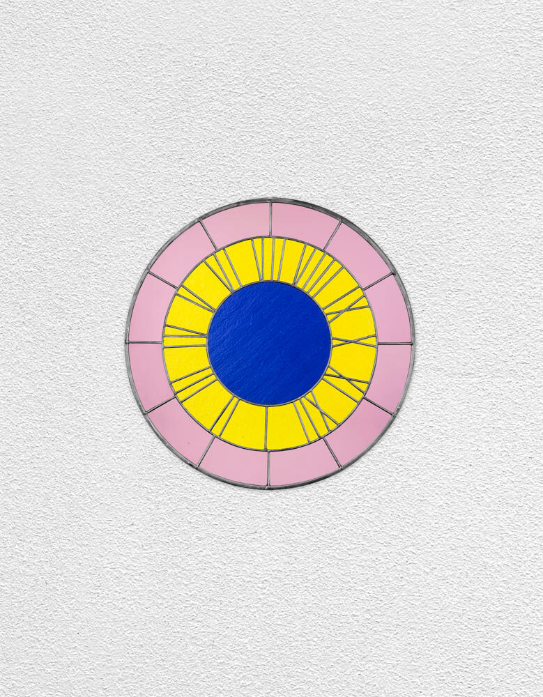 pink yellow blue clock | UGO RONDINONE