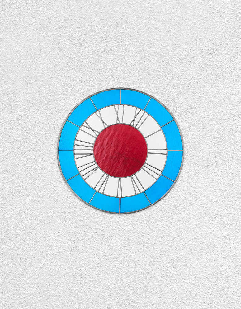blue white red clock | UGO RONDINONE