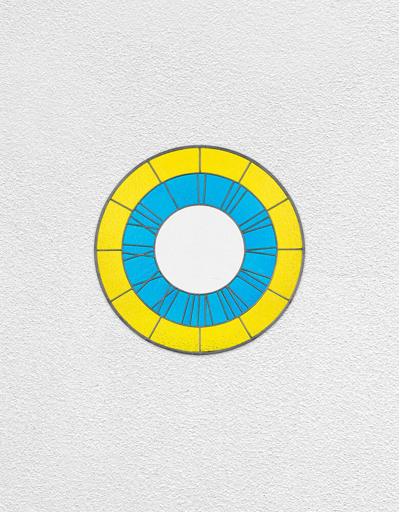 yellow blue white clock | UGO RONDINONE